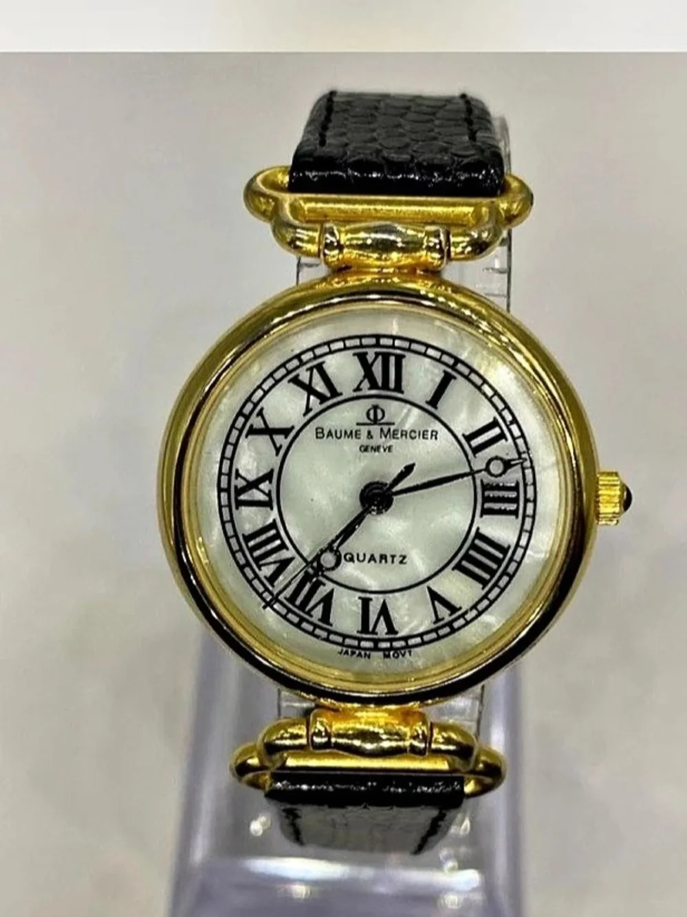 Luxury ^^^ Baume & Mercier *** Roman Numeral Quartz Watch Gold & Black ***